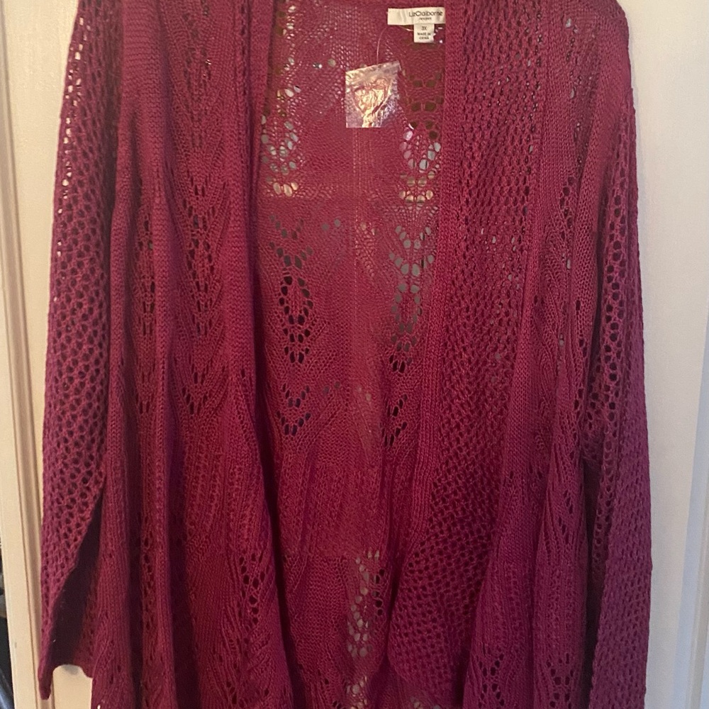 Liz Claiborne Burgandy Pontielle Cardigan Tank Top Set